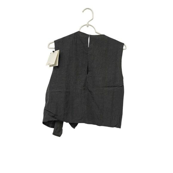 Massimo Dutti STUDIO Womens Draped Crop Top S Gray Frayed Blouse 9419/952 NWT - Picture 4 of 12